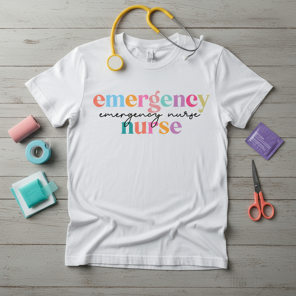 Pastel Colorful Emergency Nurse- cursive