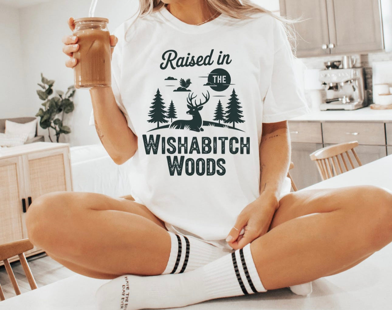 Raised in Wishabitch Woods T-SHIRT