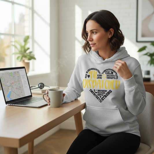 911 Dispatcher Heart Word Art Hoodie Sweatshirt